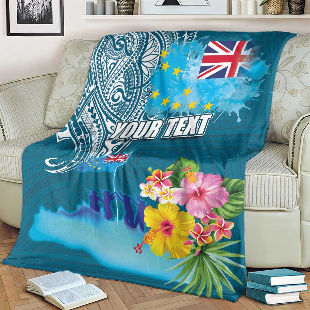 Personalised Tuvalu Independence Day Blanket Tuvaluan Tribal Flag Style LT03 - Polynesian Pride