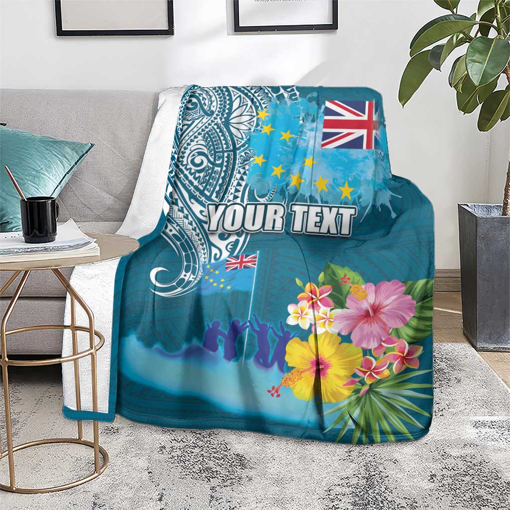 Personalised Tuvalu Independence Day Blanket Tuvaluan Tribal Flag Style LT03 - Polynesian Pride