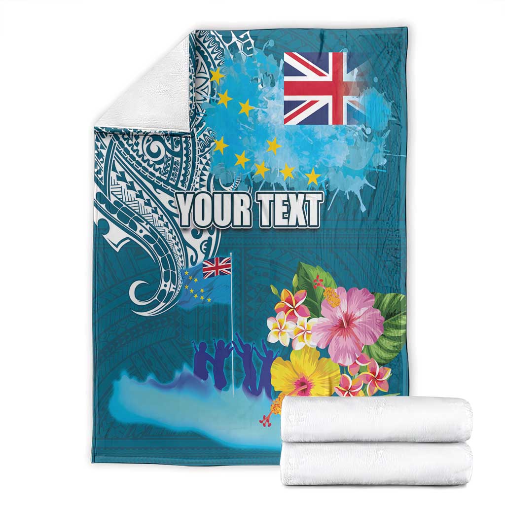 Personalised Tuvalu Independence Day Blanket Tuvaluan Tribal Flag Style LT03 - Polynesian Pride