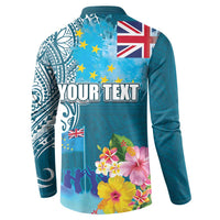 Personalised Tuvalu Independence Day Button Sweatshirt Tuvaluan Tribal Flag Style LT03 - Polynesian Pride