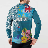 Personalised Tuvalu Independence Day Button Sweatshirt Tuvaluan Tribal Flag Style LT03 - Polynesian Pride