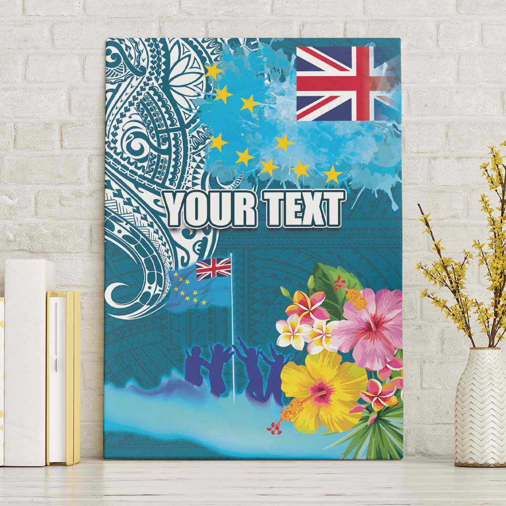 Personalised Tuvalu Independence Day Canvas Wall Art Tuvaluan Tribal Flag Style LT03 Without Frame Turquoise - Polynesian Pride