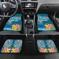 Personalised Tuvalu Independence Day Car Mats Tuvaluan Tribal Flag Style LT03 Set 4pcs Turquoise - Polynesian Pride