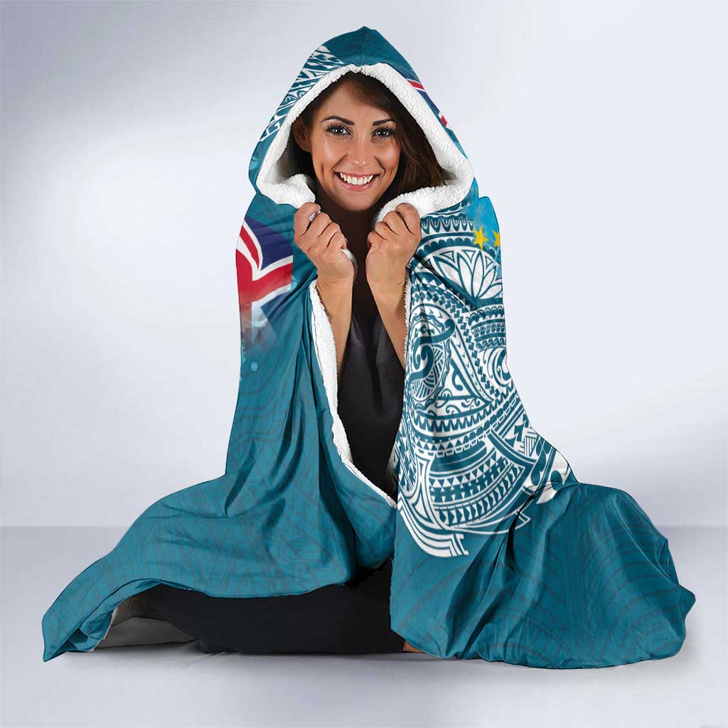 Personalised Tuvalu Independence Day Hooded Blanket Tuvaluan Tribal Flag Style LT03 - Polynesian Pride