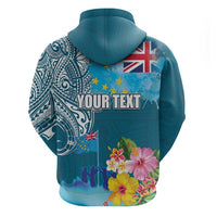 Personalised Tuvalu Independence Day Hoodie Tuvaluan Tribal Flag Style LT03 - Polynesian Pride