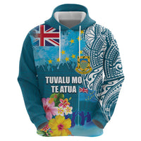 Personalised Tuvalu Independence Day Hoodie Tuvaluan Tribal Flag Style LT03 - Polynesian Pride