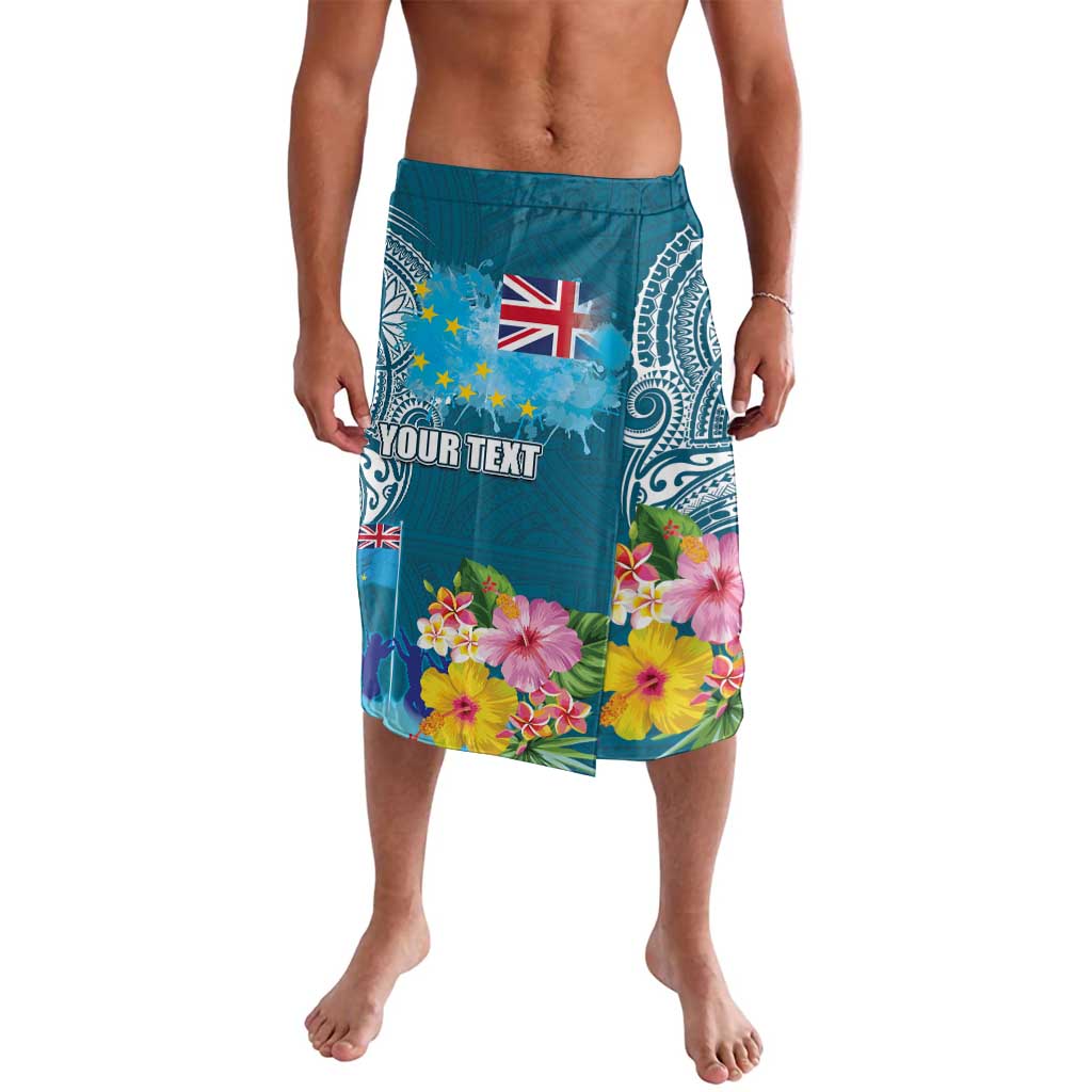 Personalised Tuvalu Independence Day Lavalava Tuvaluan Tribal Flag Style LT03 Turquoise - Polynesian Pride
