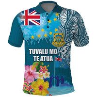 Personalised Tuvalu Independence Day Polo Shirt Tuvaluan Tribal Flag Style LT03 Turquoise - Polynesian Pride