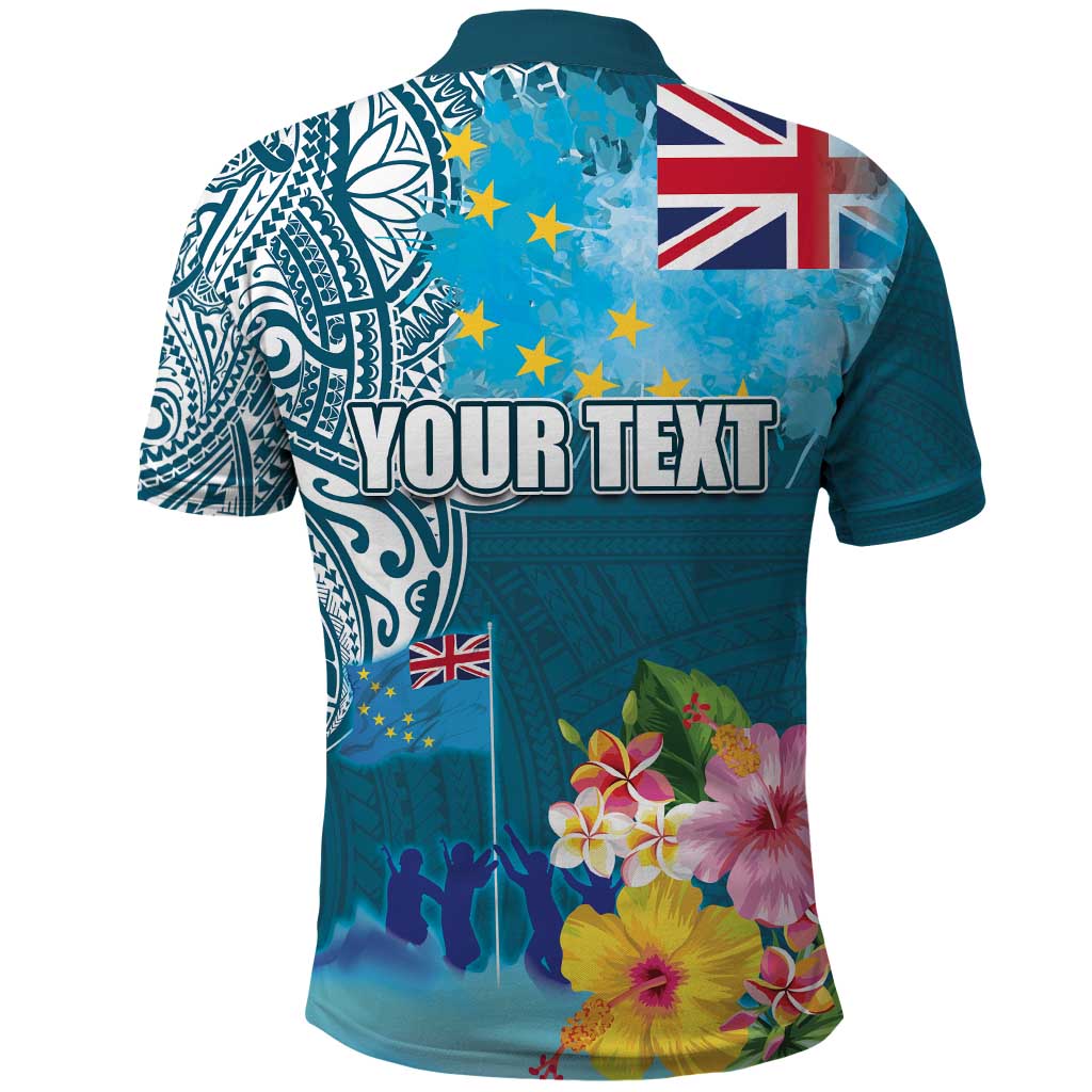 Personalised Tuvalu Independence Day Polo Shirt Tuvaluan Tribal Flag Style LT03 - Polynesian Pride