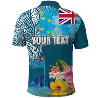 Personalised Tuvalu Independence Day Polo Shirt Tuvaluan Tribal Flag Style LT03 - Polynesian Pride