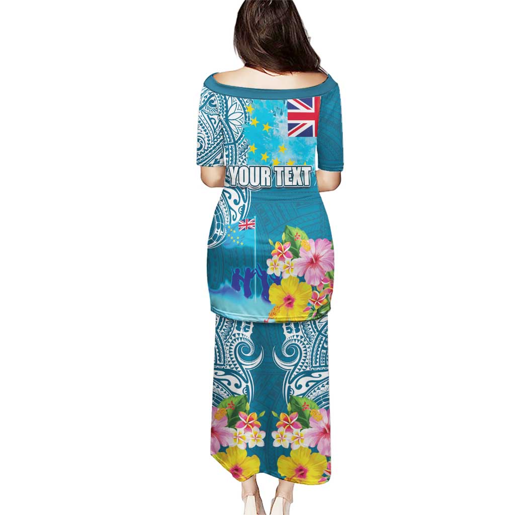Personalised Tuvalu Independence Day Puletasi Tuvaluan Tribal Flag Style LT03 - Polynesian Pride