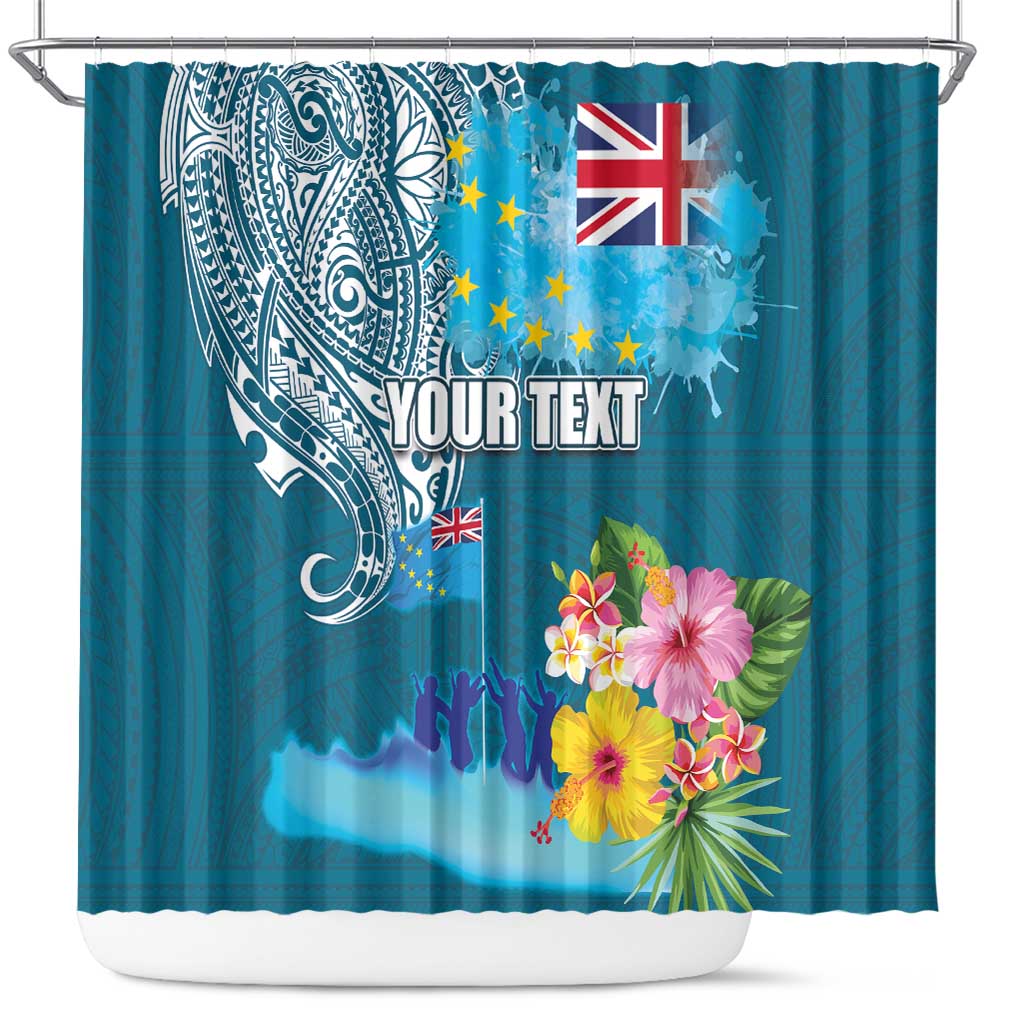 Personalised Tuvalu Independence Day Shower Curtain Tuvaluan Tribal Flag Style