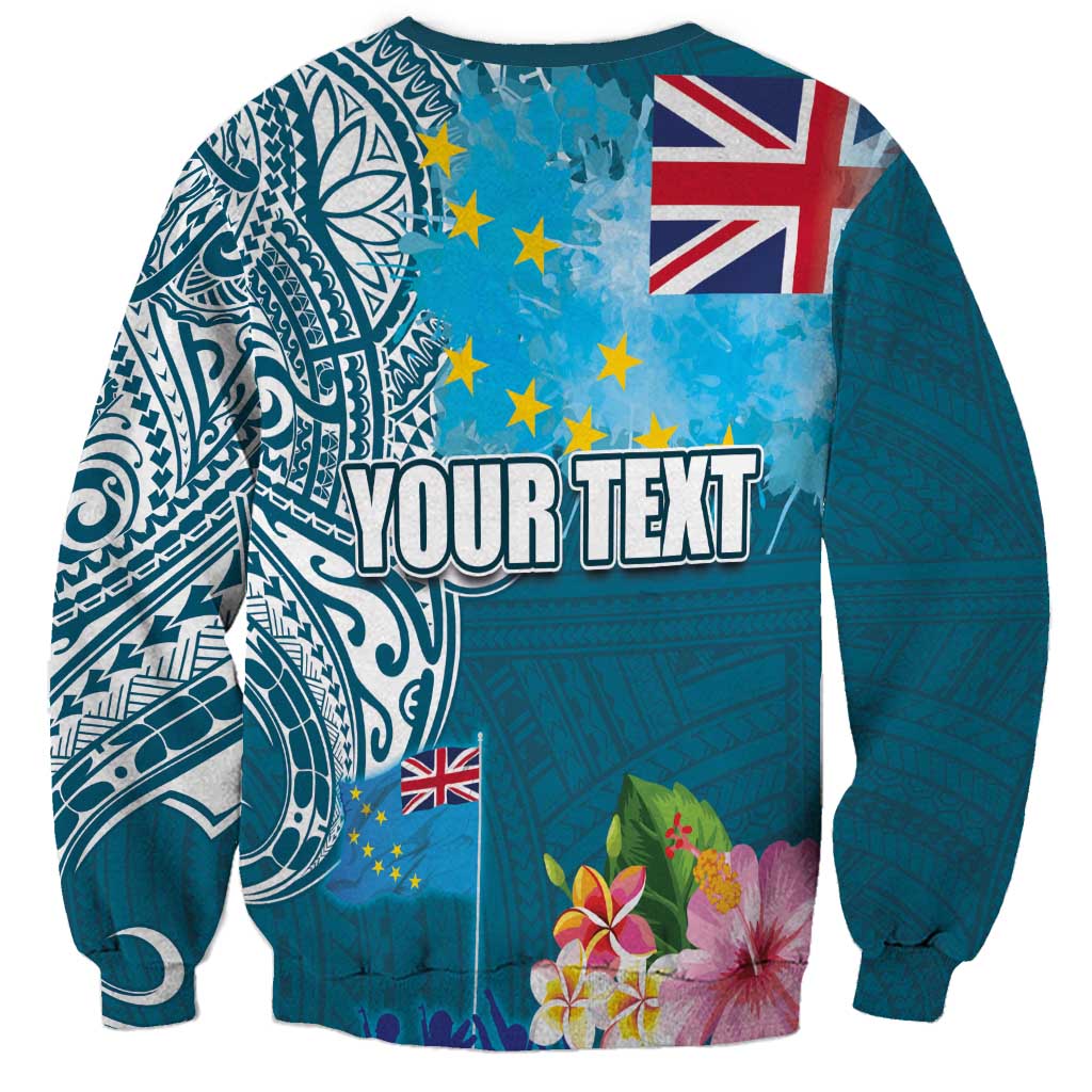 Personalised Tuvalu Independence Day Sweatshirt Tuvaluan Tribal Flag Style LT03 - Polynesian Pride