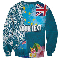 Personalised Tuvalu Independence Day Sweatshirt Tuvaluan Tribal Flag Style LT03 - Polynesian Pride