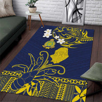 Niue Independence Day Area Rug Hiapo Pattern Fiti Pua and Uga LT03 Yellow - Polynesian Pride