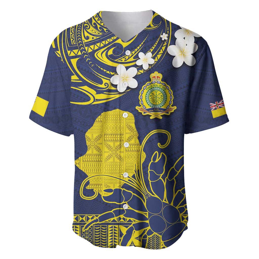 Niue Independence Day Baseball Jersey Hiapo Pattern Fiti Pua and Uga LT03 Yellow - Polynesian Pride