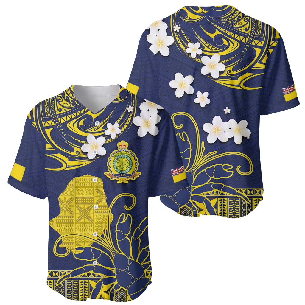 Niue Independence Day Baseball Jersey Hiapo Pattern Fiti Pua and Uga LT03 - Polynesian Pride