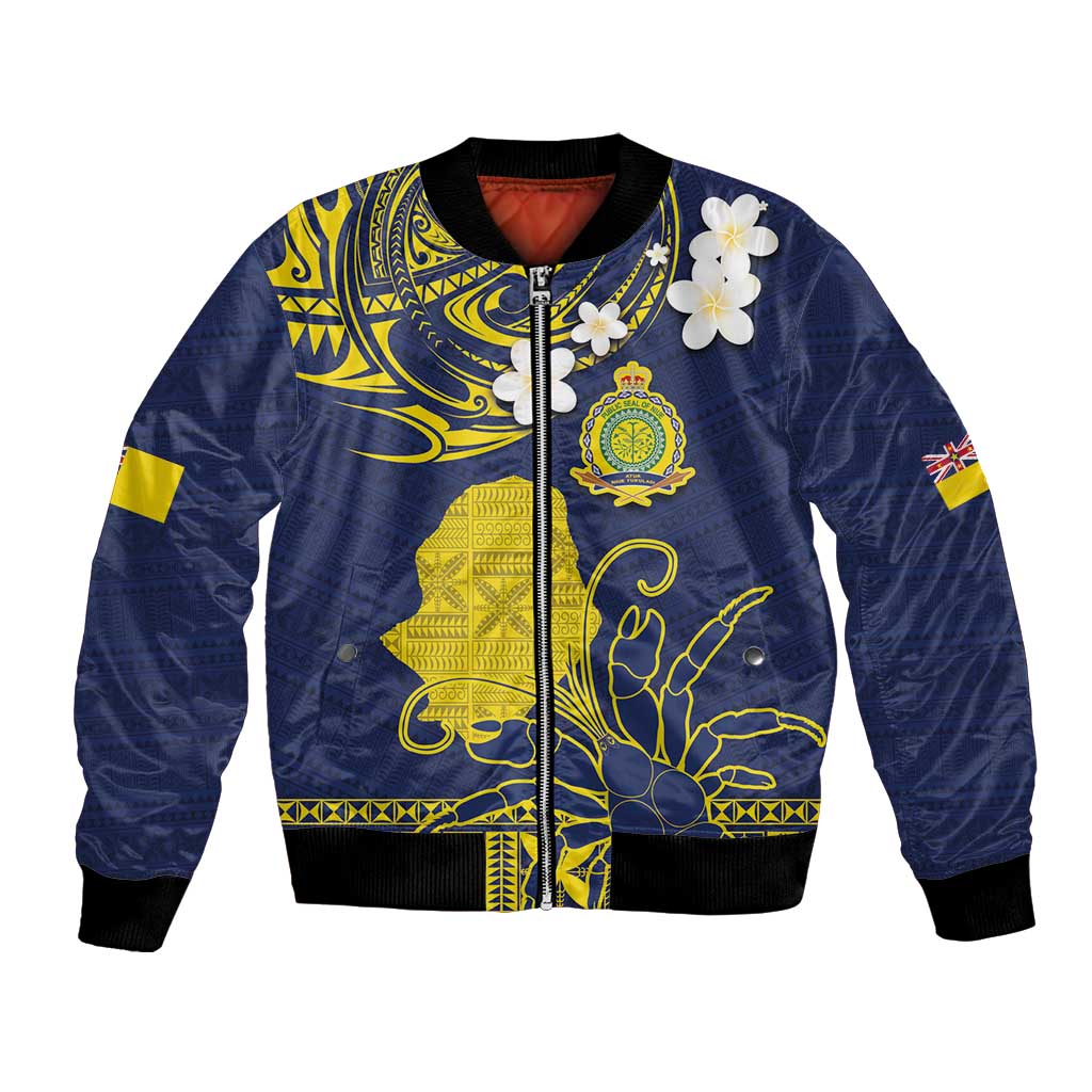Niue Independence Day Bomber Jacket Hiapo Pattern Fiti Pua and Uga LT03 Unisex Yellow - Polynesian Pride