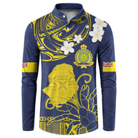 Niue Independence Day Button Sweatshirt Hiapo Pattern Fiti Pua and Uga LT03 Yellow - Polynesian Pride