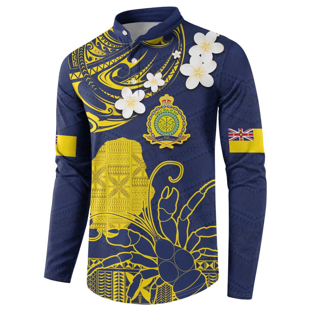 Niue Independence Day Button Sweatshirt Hiapo Pattern Fiti Pua and Uga LT03 - Polynesian Pride