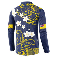 Niue Independence Day Button Sweatshirt Hiapo Pattern Fiti Pua and Uga LT03 - Polynesian Pride