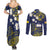 Niue Independence Day Couples Matching Summer Maxi Dress and Long Sleeve Button Shirt Hiapo Pattern Fiti Pua and Uga