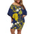 Niue Independence Day Family Matching Off Shoulder Short Dress and Hawaiian Shirt Hiapo Pattern Fiti Pua and Uga