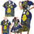 Niue Independence Day Family Matching Short Sleeve Bodycon Dress and Hawaiian Shirt Hiapo Pattern Fiti Pua and Uga