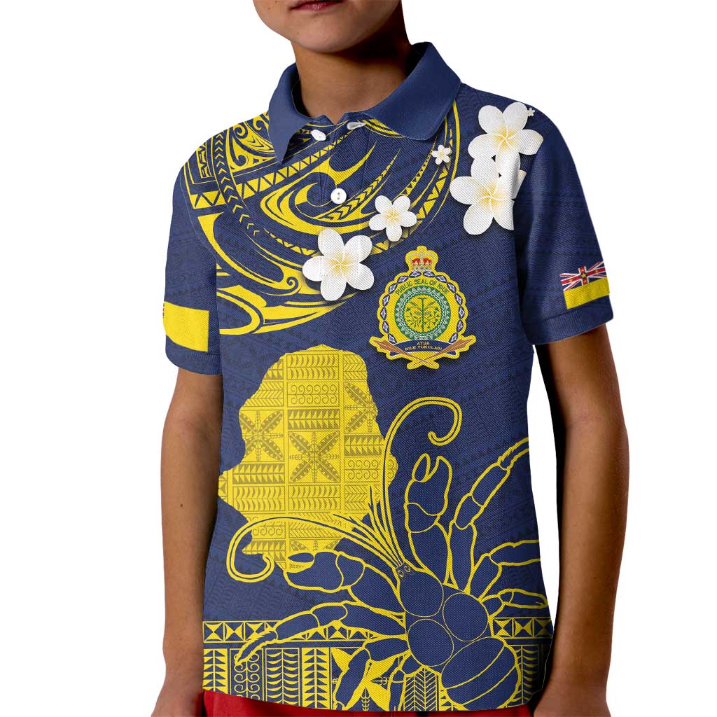 Niue Independence Day Kid Polo Shirt Hiapo Pattern Fiti Pua and Uga LT03 Kid Yellow - Polynesian Pride