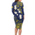 Niue Independence Day Long Sleeve Bodycon Dress Hiapo Pattern Fiti Pua and Uga