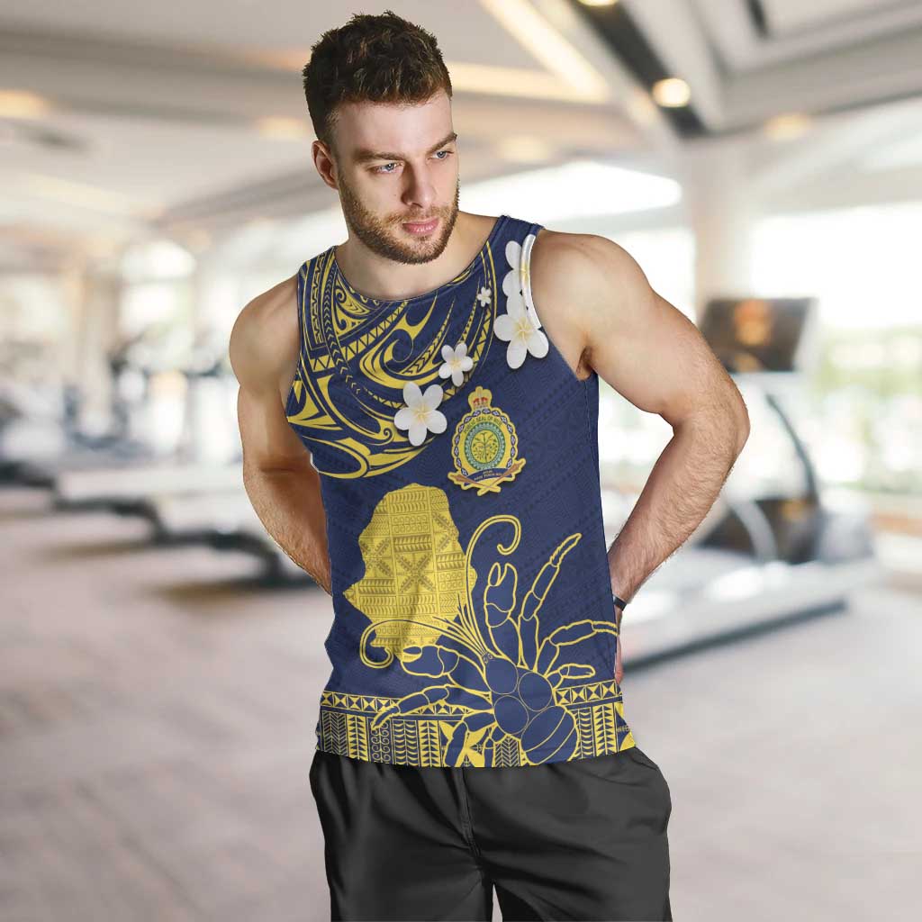 Niue Independence Day Men Tank Top Hiapo Pattern Fiti Pua and Uga LT03 Yellow - Polynesian Pride