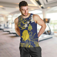 Niue Independence Day Men Tank Top Hiapo Pattern Fiti Pua and Uga LT03 Yellow - Polynesian Pride