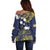 Niue Independence Day Off Shoulder Sweater Hiapo Pattern Fiti Pua and Uga