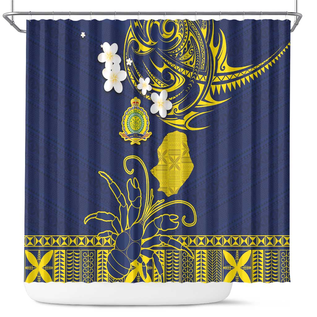 Niue Independence Day Shower Curtain Hiapo Pattern Fiti Pua and Uga LT03 Yellow - Polynesian Pride