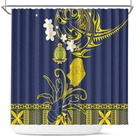 Niue Independence Day Shower Curtain Hiapo Pattern Fiti Pua and Uga LT03 Yellow - Polynesian Pride