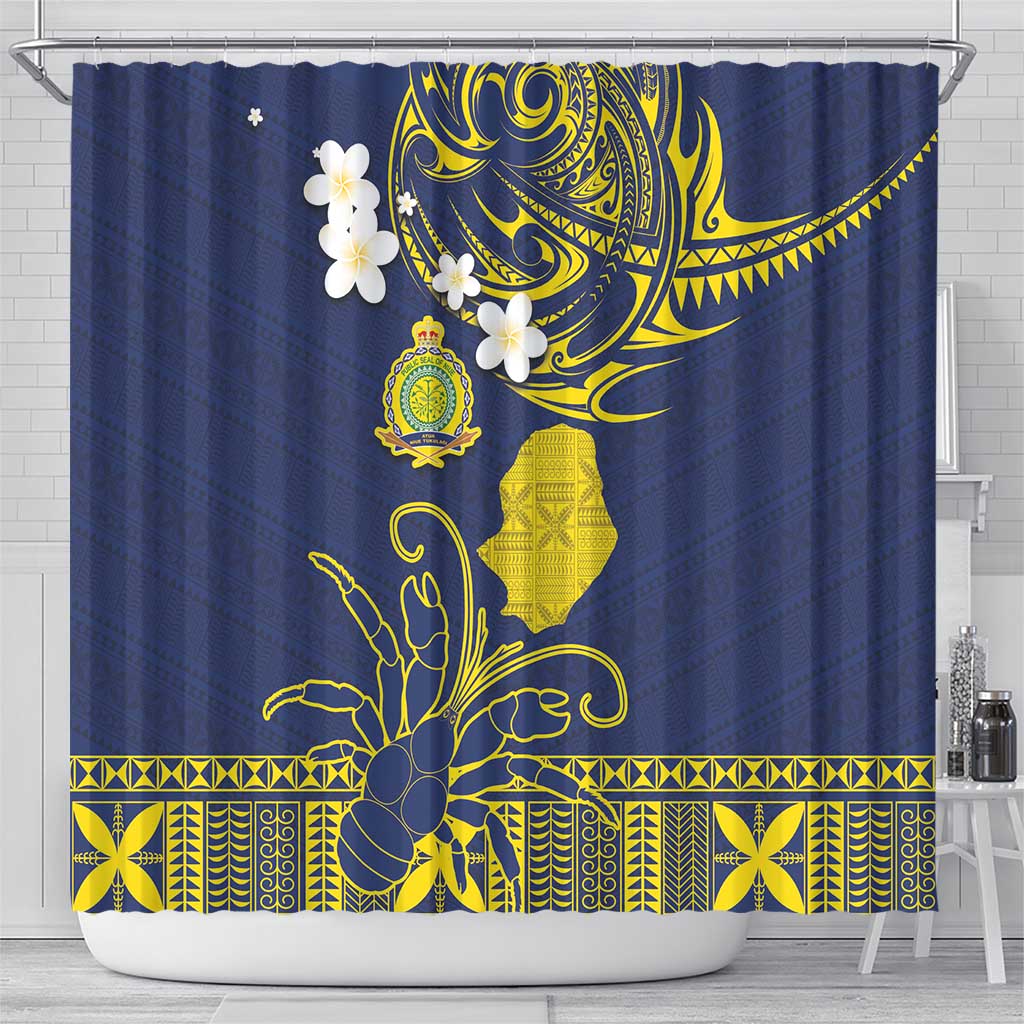 Niue Independence Day Shower Curtain Hiapo Pattern Fiti Pua and Uga LT03 - Polynesian Pride