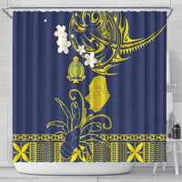 Niue Independence Day Shower Curtain Hiapo Pattern Fiti Pua and Uga LT03 - Polynesian Pride