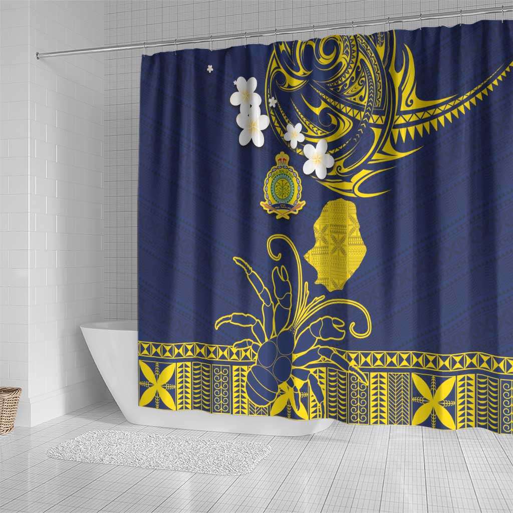 Niue Independence Day Shower Curtain Hiapo Pattern Fiti Pua and Uga LT03 - Polynesian Pride