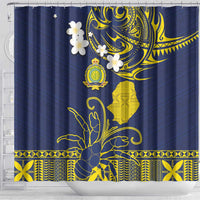 Niue Independence Day Shower Curtain Hiapo Pattern Fiti Pua and Uga LT03 - Polynesian Pride