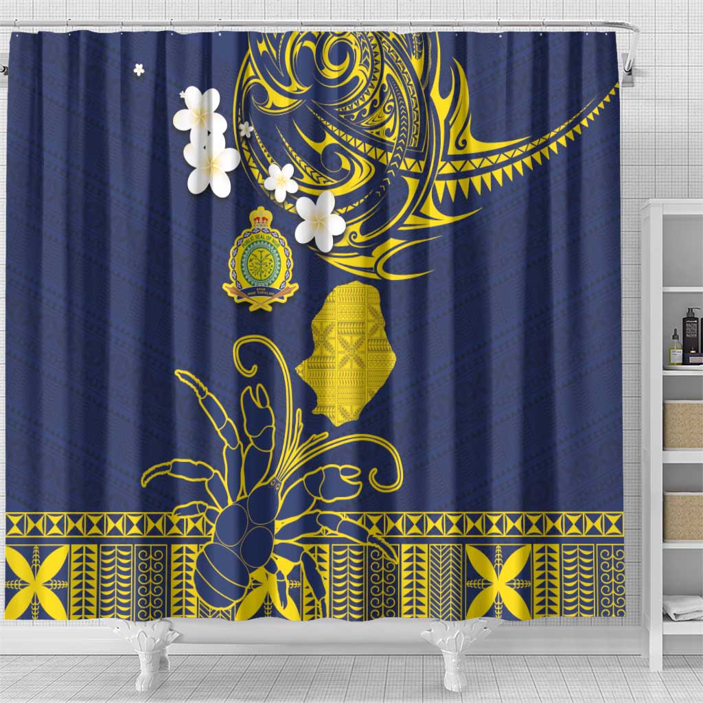 Niue Independence Day Shower Curtain Hiapo Pattern Fiti Pua and Uga LT03 - Polynesian Pride