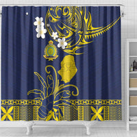 Niue Independence Day Shower Curtain Hiapo Pattern Fiti Pua and Uga LT03 - Polynesian Pride
