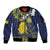 Niue Independence Day Sleeve Zip Bomber Jacket Hiapo Pattern Fiti Pua and Uga