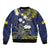 Niue Independence Day Sleeve Zip Bomber Jacket Hiapo Pattern Fiti Pua and Uga