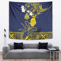 Niue Independence Day Tapestry Hiapo Pattern Fiti Pua and Uga LT03 Yellow - Polynesian Pride