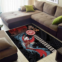 Hawaii and Japanese Together Area Rug Koi Fish and Kakau Pattern LT03 - Polynesian Pride