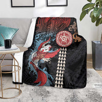 Hawaii and Japanese Together Blanket Koi Fish and Kakau Pattern LT03 - Polynesian Pride