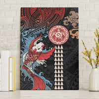Hawaii and Japanese Together Canvas Wall Art Koi Fish and Kakau Pattern LT03 Without Frame Black - Polynesian Pride