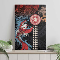 Hawaii and Japanese Together Canvas Wall Art Koi Fish and Kakau Pattern LT03 - Polynesian Pride
