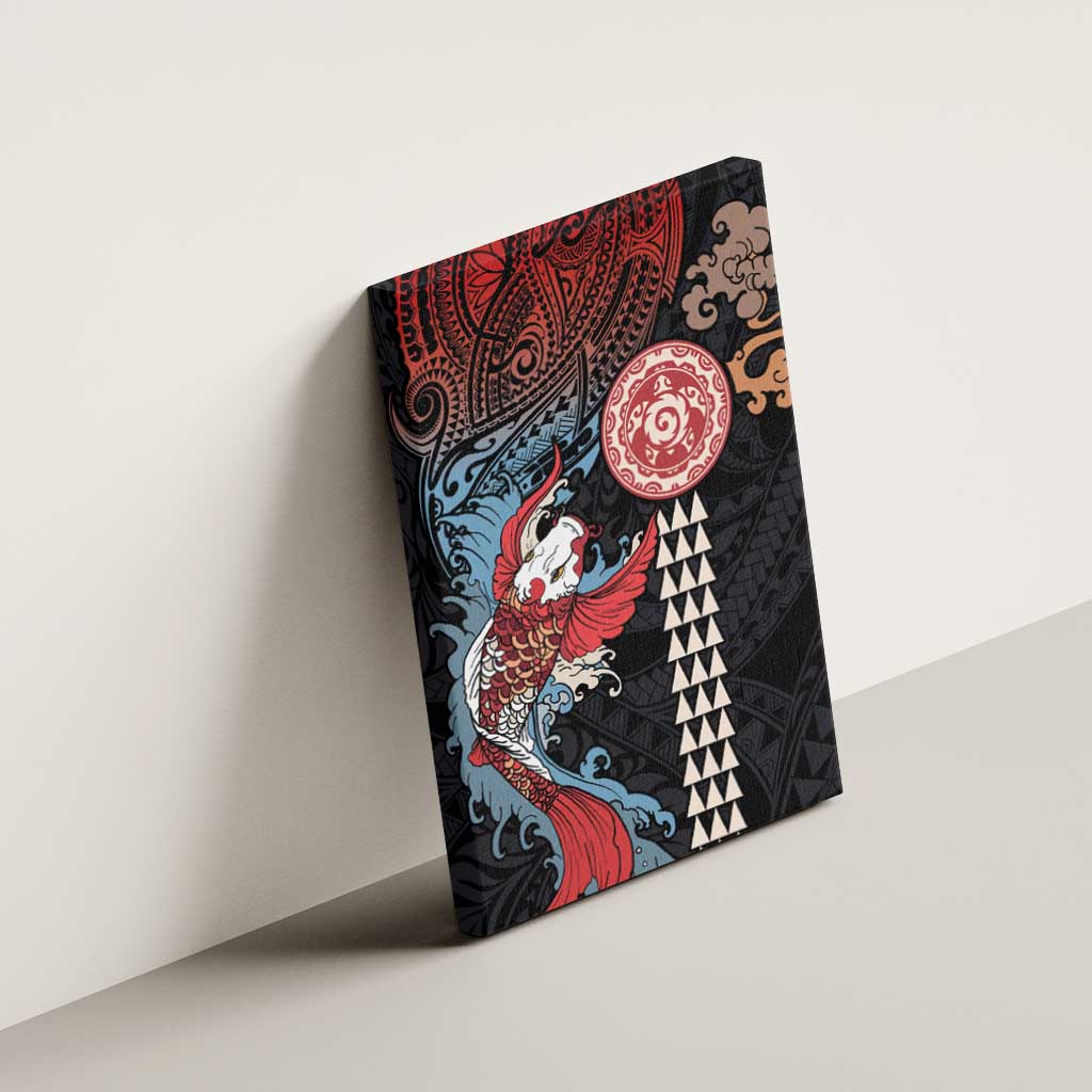 Hawaii and Japanese Together Canvas Wall Art Koi Fish and Kakau Pattern LT03 - Polynesian Pride