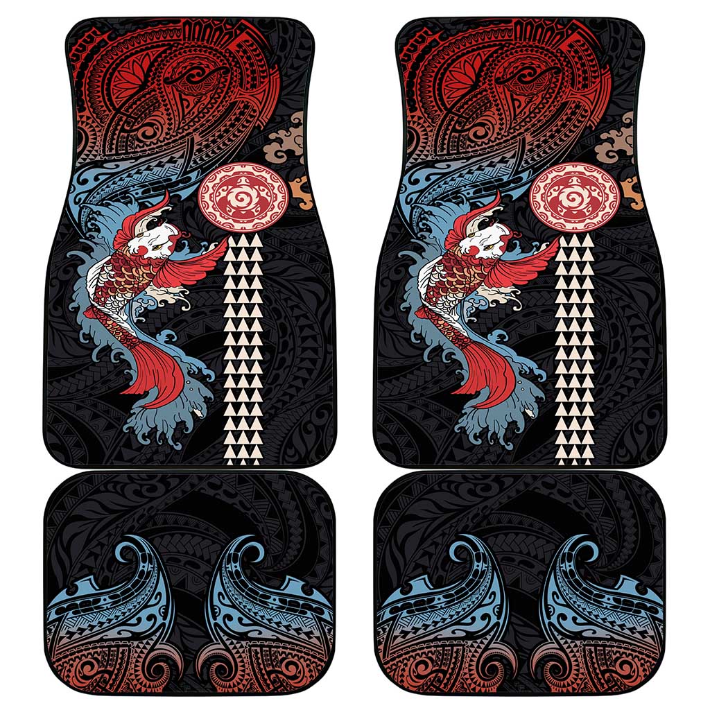 Hawaii and Japanese Together Car Mats Koi Fish and Kakau Pattern LT03 - Polynesian Pride